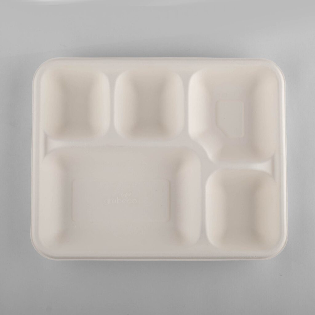 Meal Tray 5CP with Lid - Goeco Global | Bagaase Tableware | Eco Product